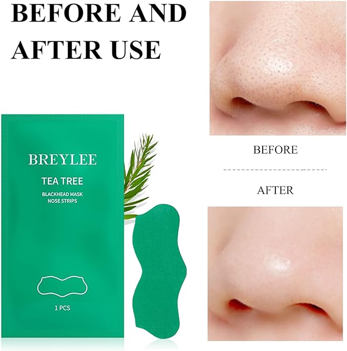 BREYLEE Blackhead Remover Pore Strips, Tea Tree Blackhead Mask Nose Strips 10pcs - Image 2