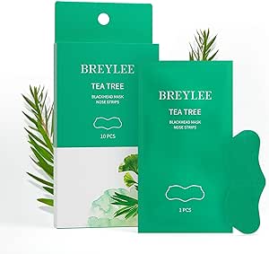 BREYLEE Blackhead Remover Pore Strips, Tea Tree Blackhead Mask Nose Strips 10pcs